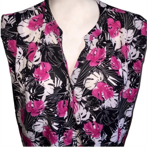 NWOT - Floral Mandy Evans Summer Sleeveless Shirt - Picture 3 of 4